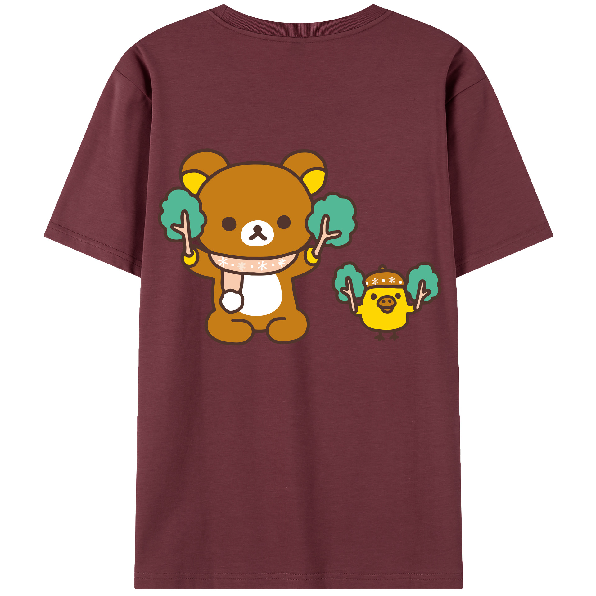 （画像用） リラックマ リラックマ キイロイトリ Rilakkuma Korilakkuma Kiiroitori 綿100％半袖Tシャツ（背面プリント）